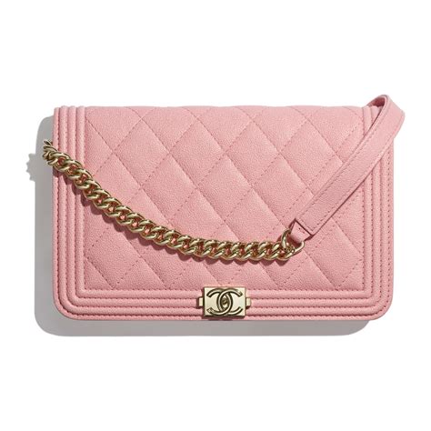 boy chanel wallet on a chain grained calfskin pink|Boy chanel small flap wallet .